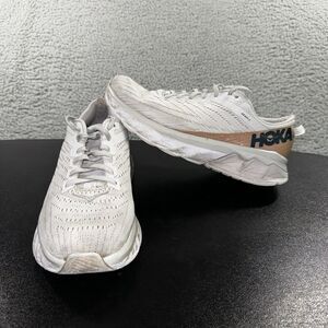 Hoka One One White and Gold Athletic Shoes